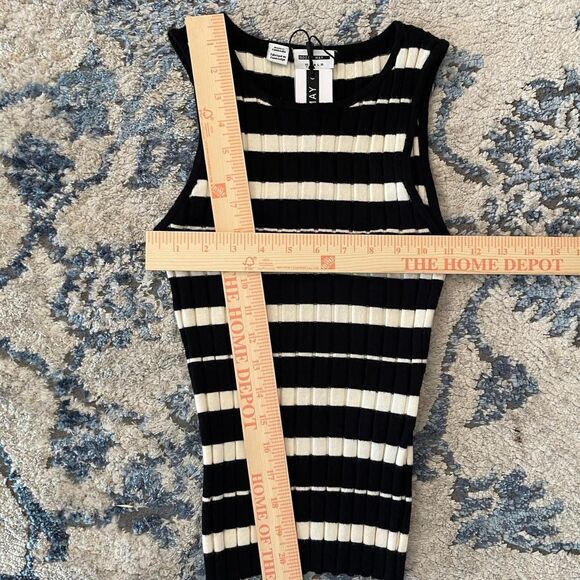 NWT Noisy May‎ Black & White Striped Ribbed Knit Sleeveless Stretch Tank Top XS - Picture 8 of 8